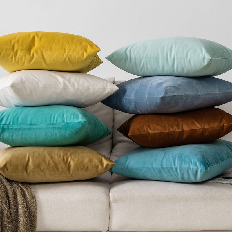 QUAFOO Cream White Couch Velvet Throw Pillow Covers 24x24 inch Set of 2 with Zipper Decorative Luxury Soft Solid Rectangle Cushion Covers Case for Sofa Bed Living Room Car - Image 5
